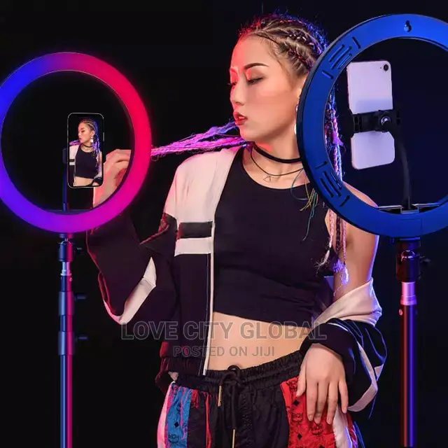 10 Inches RGB Ring Light Multiple Light, Stand, 2 Remotes
