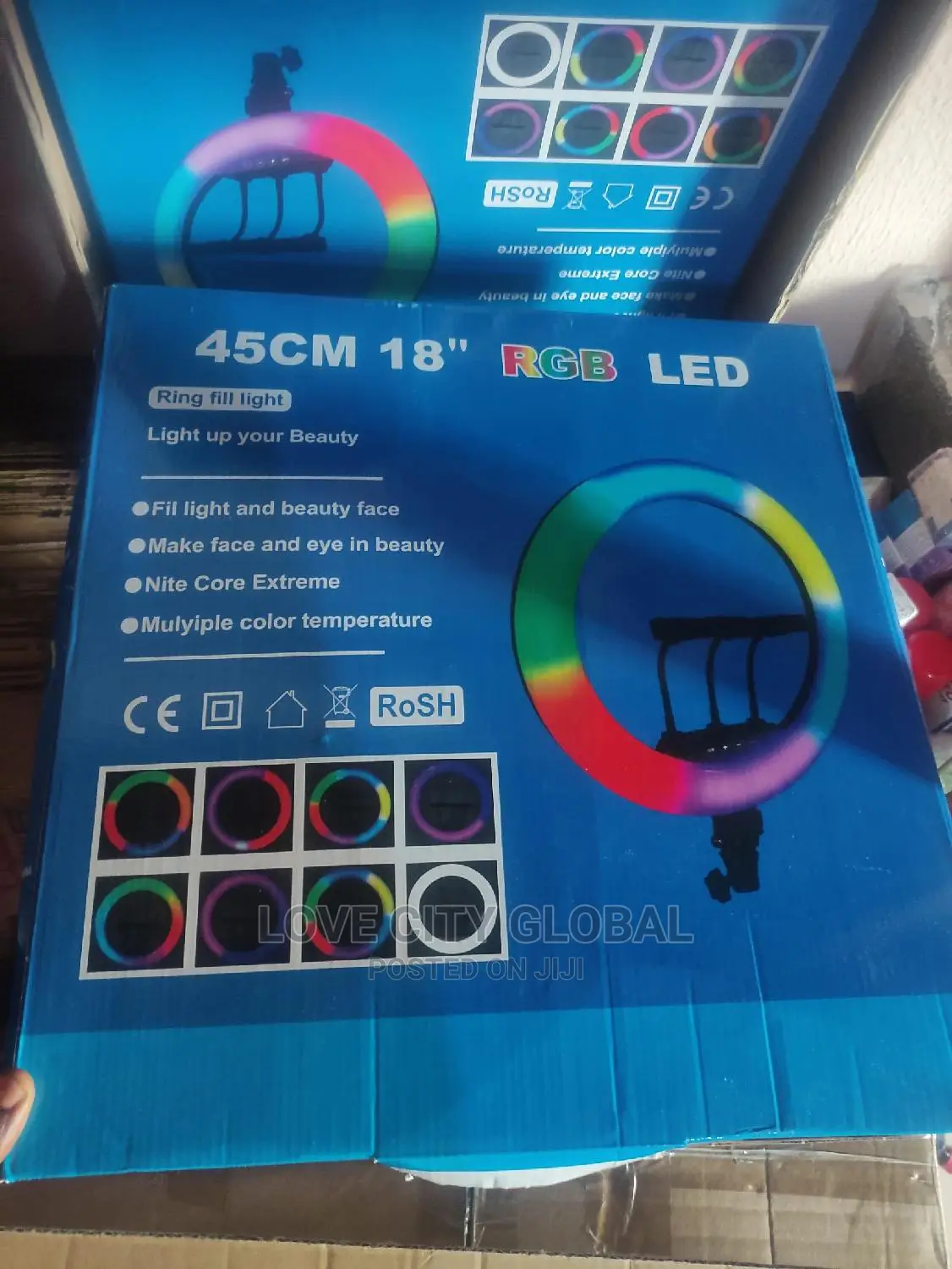 18 Inch RGB Ring Light 2.1m Stand, Remote, Bluetooth Shuttle