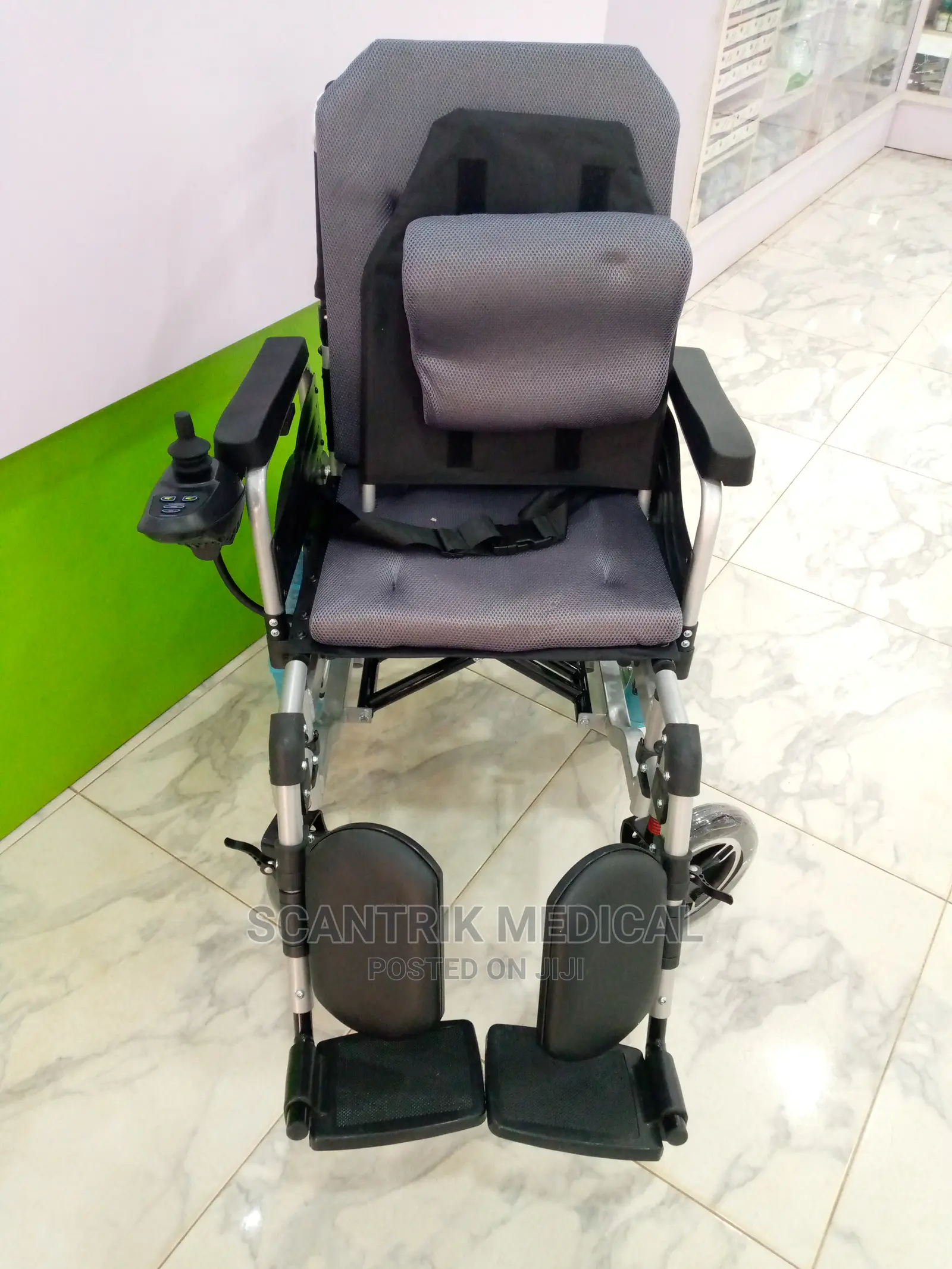 Folding Electric Wheelchair With a Steel