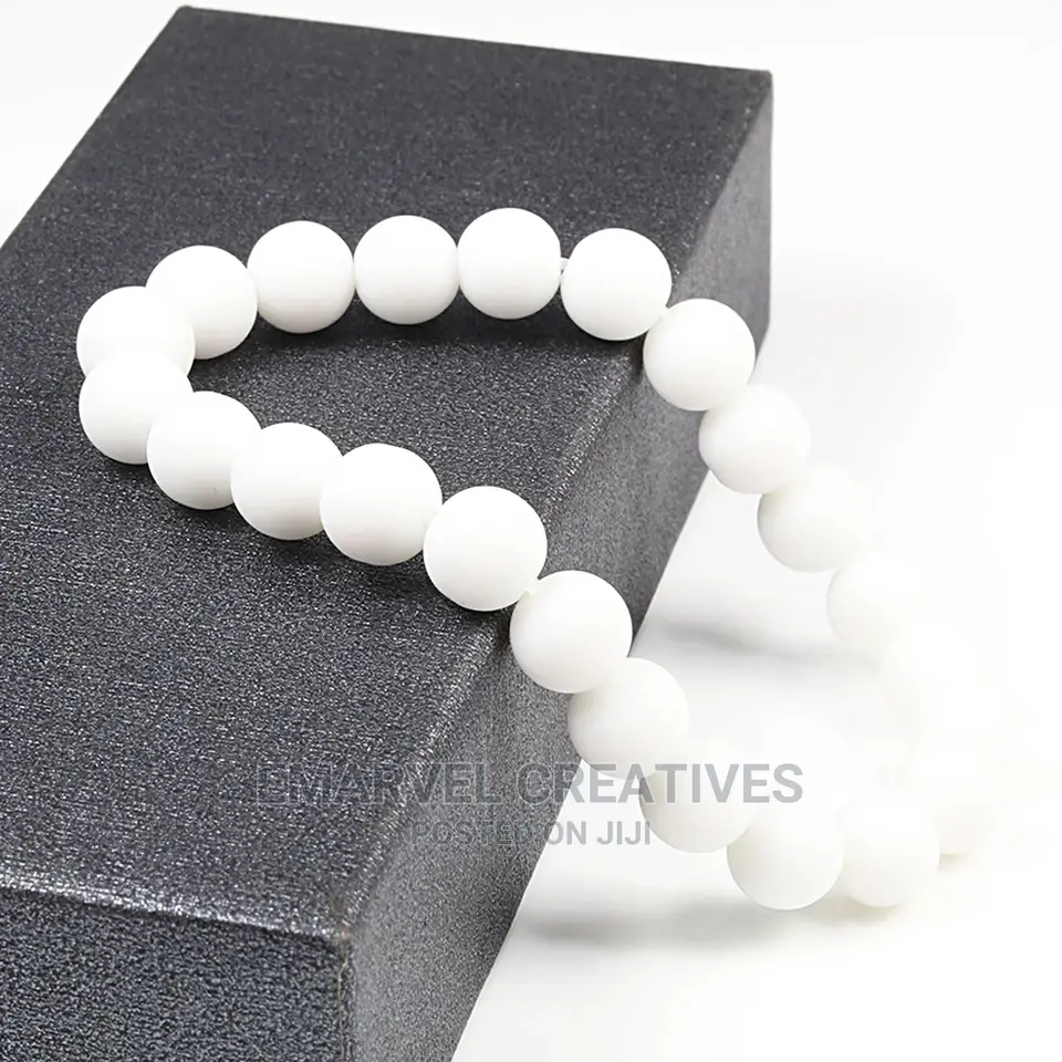 Black White Natural Stone Rock Lava Beads Strand Bracelet
