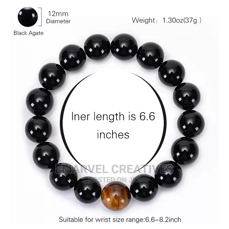 Natural Black Onyx With Tiger Eye Stone Beads Men Jewelry