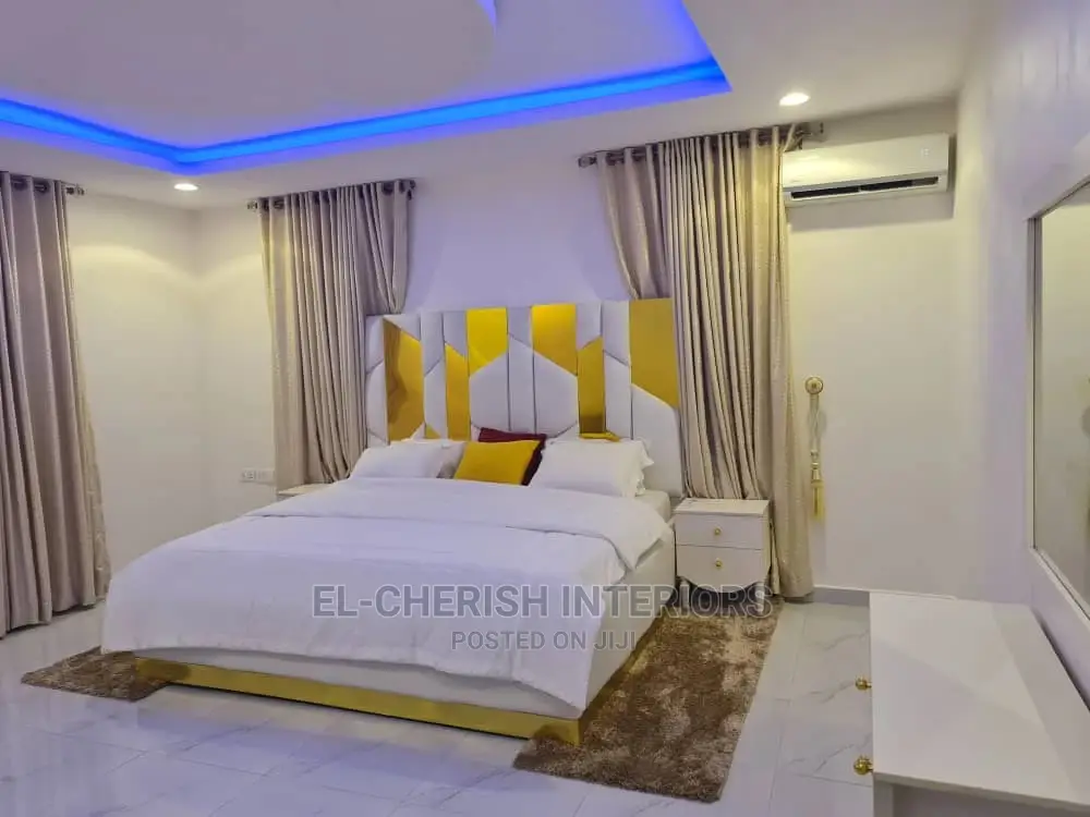 Master Bedset. Gold Bed and White Bed Set.