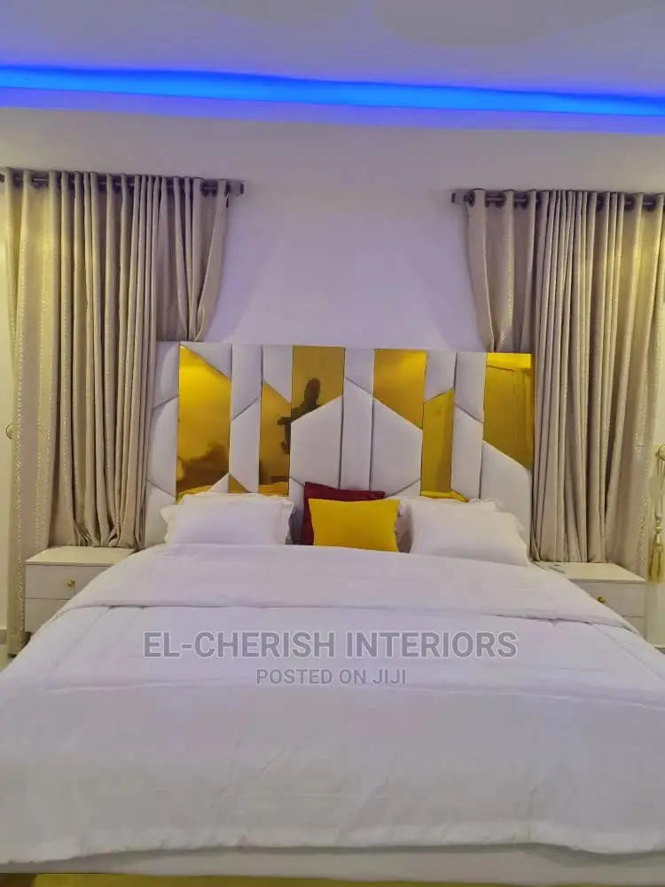 Master Bedset. Gold Bed and White Bed Set.