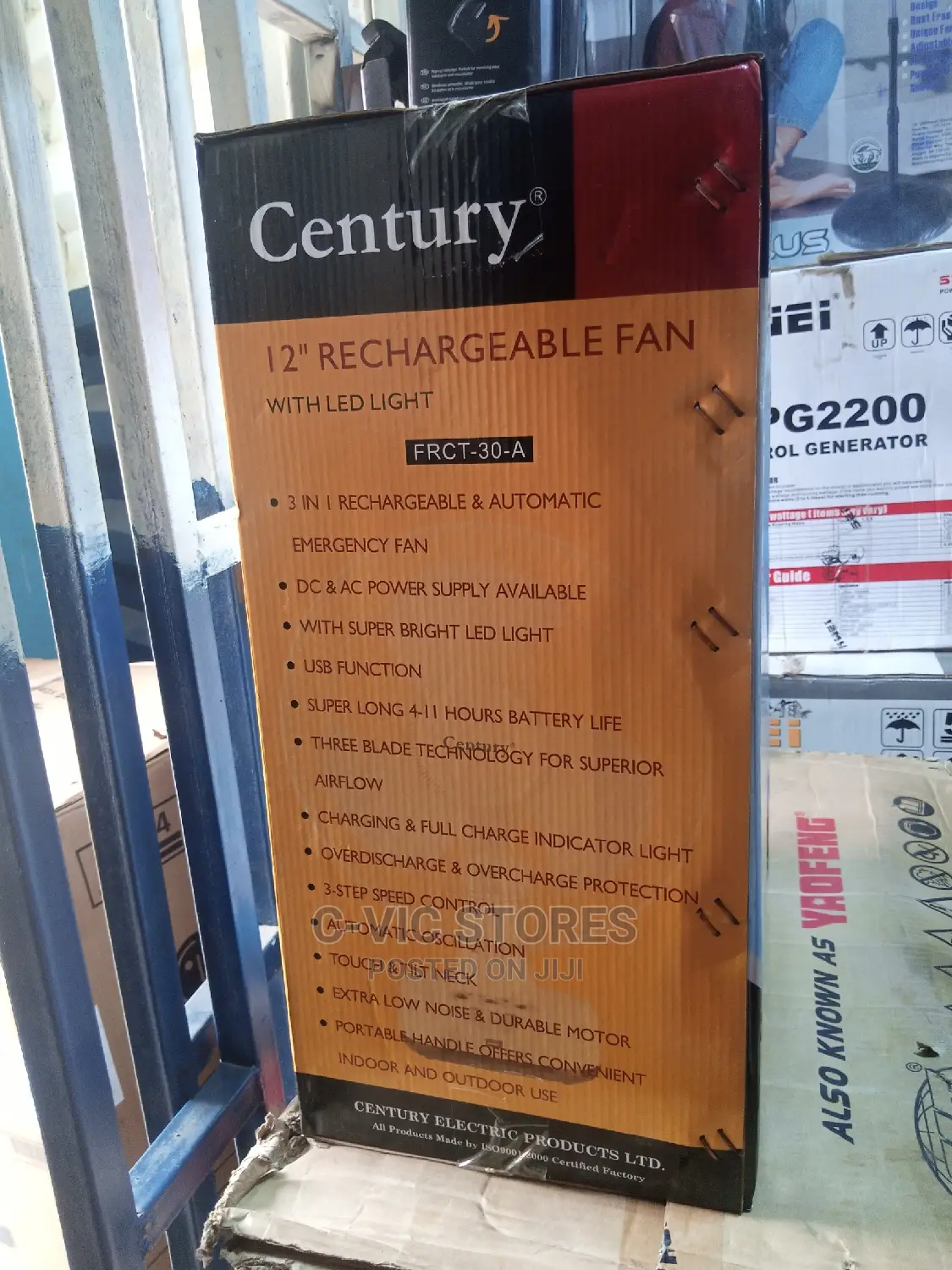 Century 12 Inch Rechargeable Table Fan