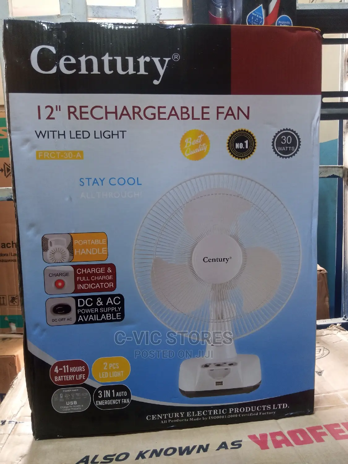 Century 12 Inch Rechargeable Table Fan