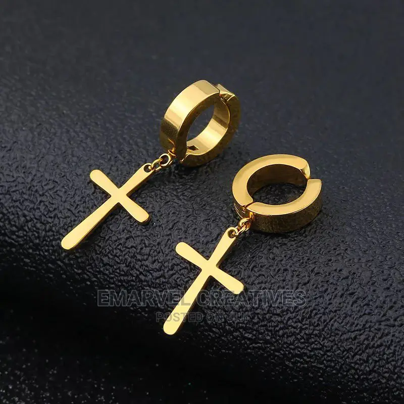 Non Piercing Magnetic Earrings With Cross