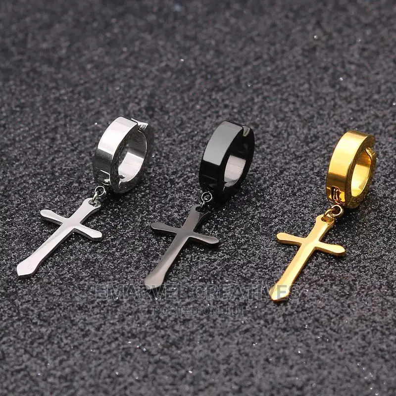 Non Piercing Magnetic Earrings With Cross