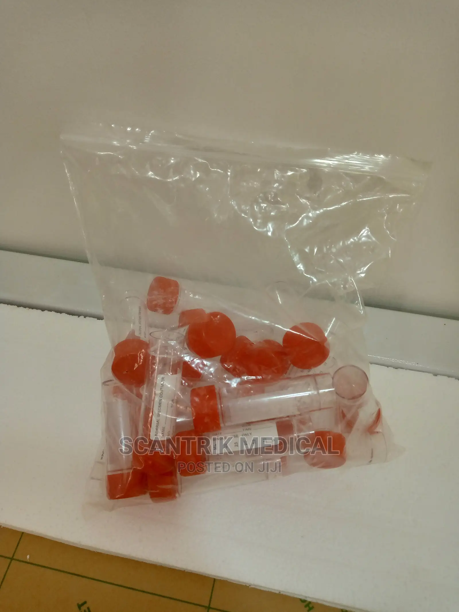 Specimen Collection Cups With Urine Sample for Lab