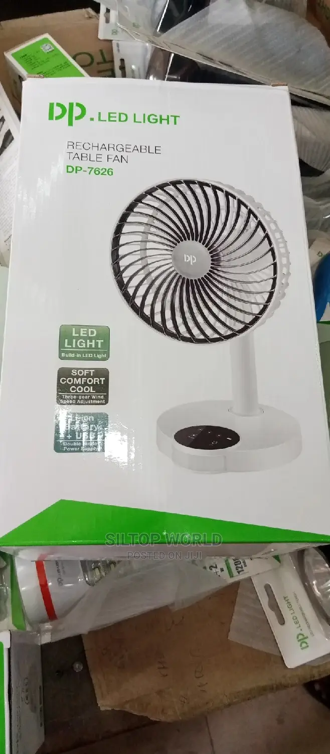 DP Rechargeable Table Fan With LED Light