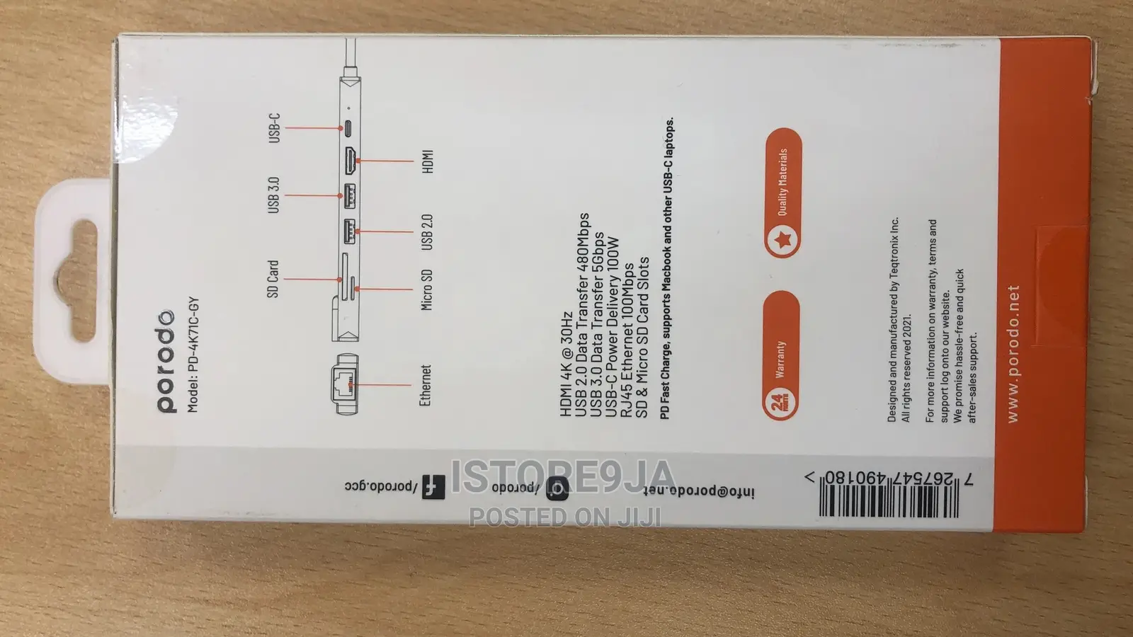 Porodo 7 in 1 Aluminum 4k Hdmi 100w Usb-C Hub