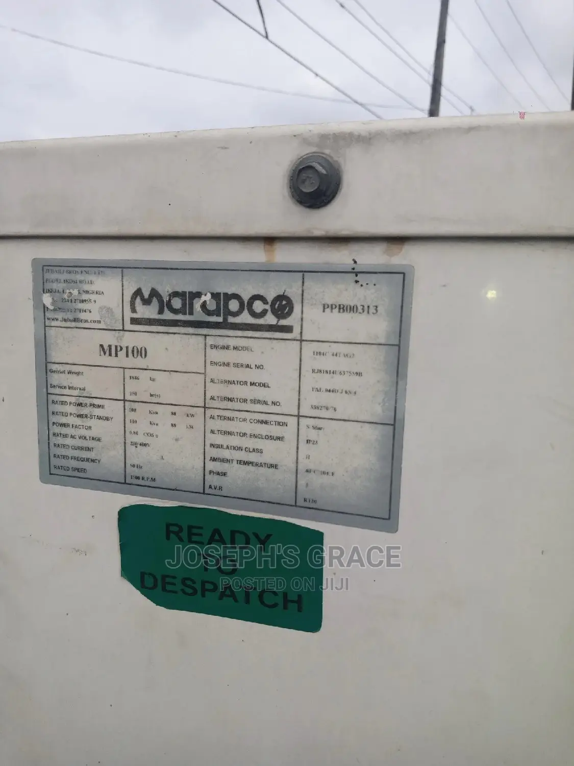 100kva (Eco Plus) Sound Proof Generator. Uk Used.
