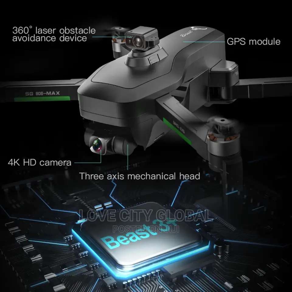 Sg 906 Max 1 4K HD Video Camera Drone GPS 5G Wifi, 2 Battery