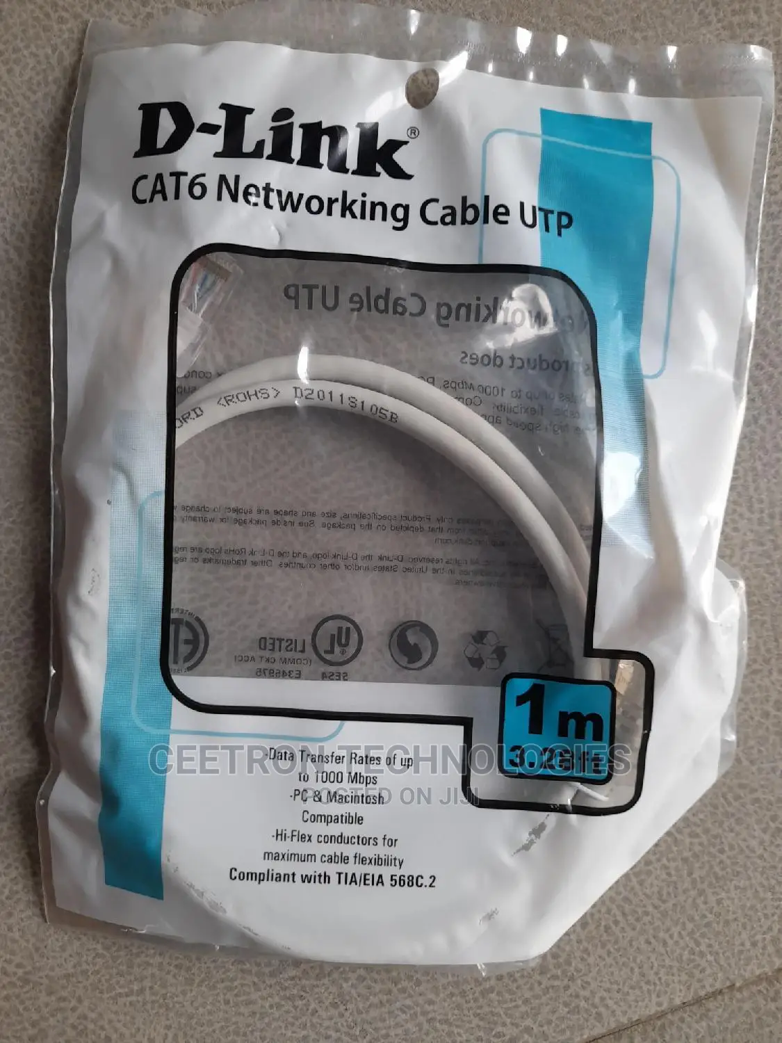 D-Link:Ncb-C6ugryr1-1 Cat.6 UTP Patch Cord 1m