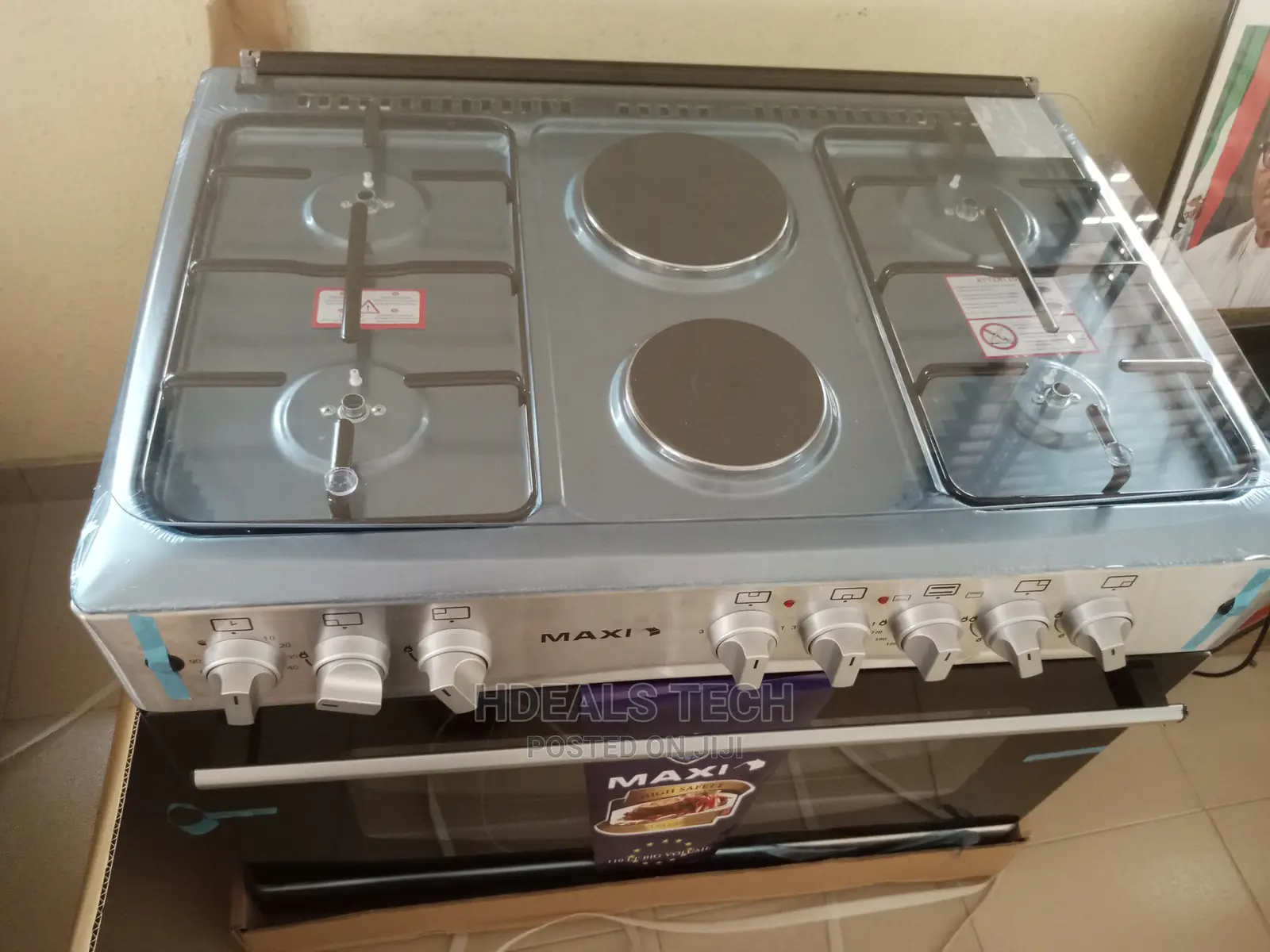 Maxi 60*90 4 Gas + 2 Electric Cooker, Oven+Lamp+Auto Ignitio
