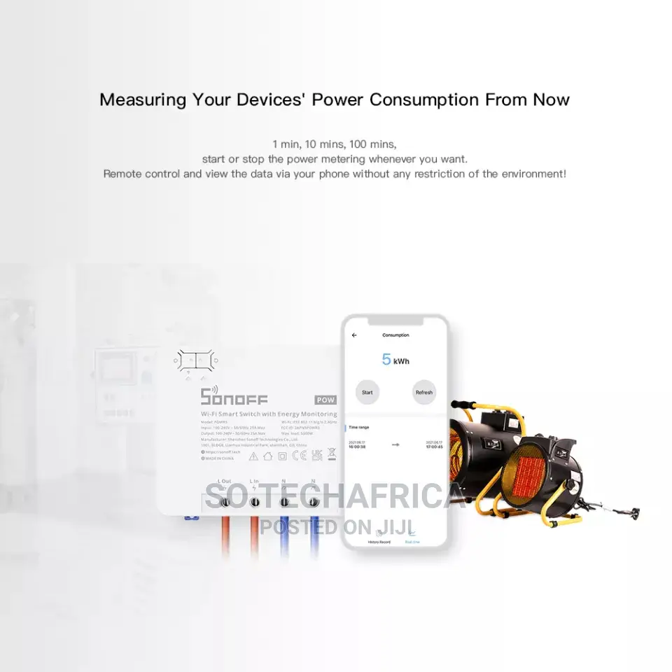 Sonoff 25A 5500W Power Measuring Energy Overload Switch