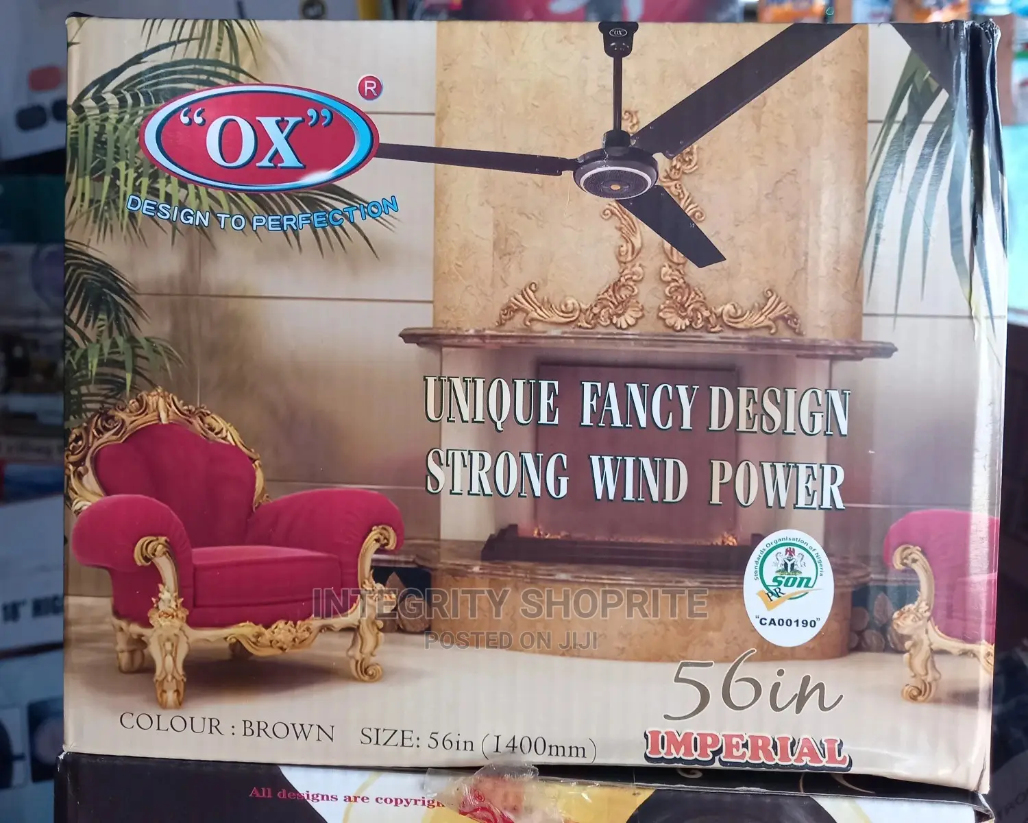 Ox Imperial 56 Inches Ceiling Fan - Brown