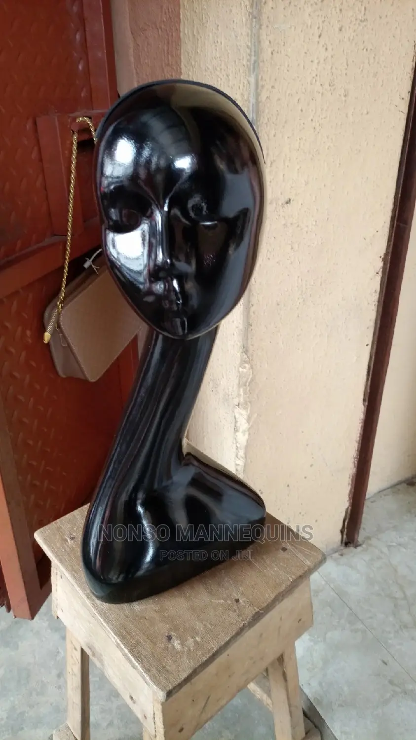 Glossy Black Long Neck Display Head Mannequin