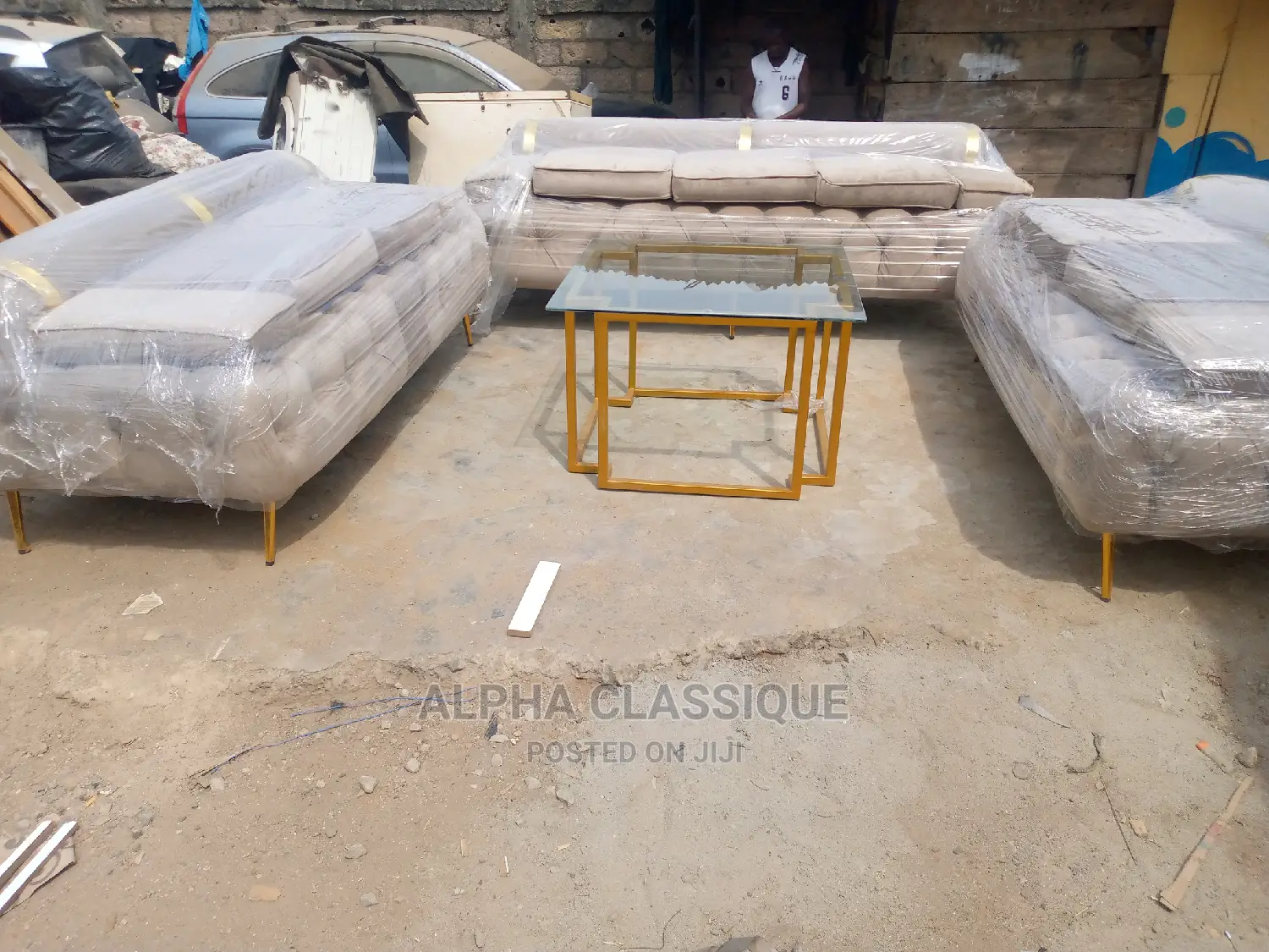 Luxury 7 Seater Living Room Grey Fabric Sofa Chair.