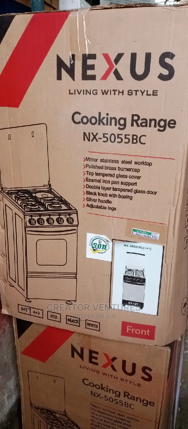 Nexus Gas Cooker,3x1 Burner,Black Color,Golden Bunner.