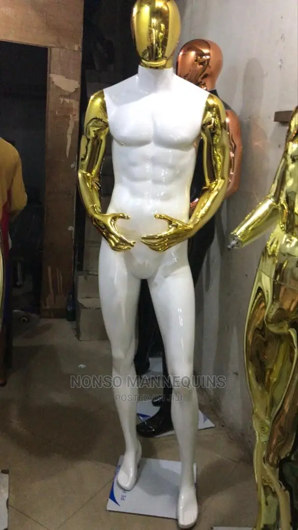 Male Fibre Gold And White Display Mannequin