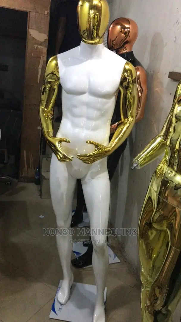 Male Fibre Gold And White Display Mannequin