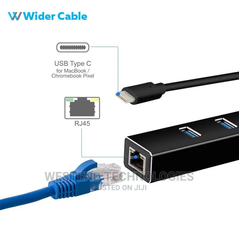 Type C to Rj45 Hub Ethernet Usb 3.0 3 Ports Hub for Macbook
