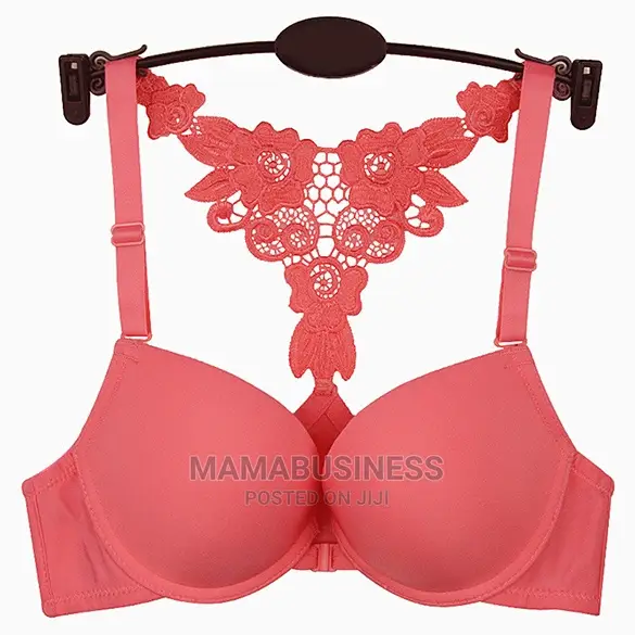 Sexy Front Closure Lace Racer Back Push Up Bra - Watermelon