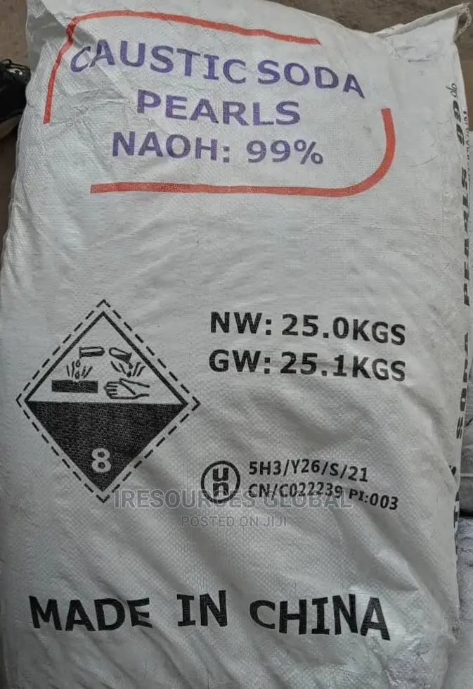 Caustic Soda Pearls/Flakes or Sodium Hydroxide 25kg Bag 99%
