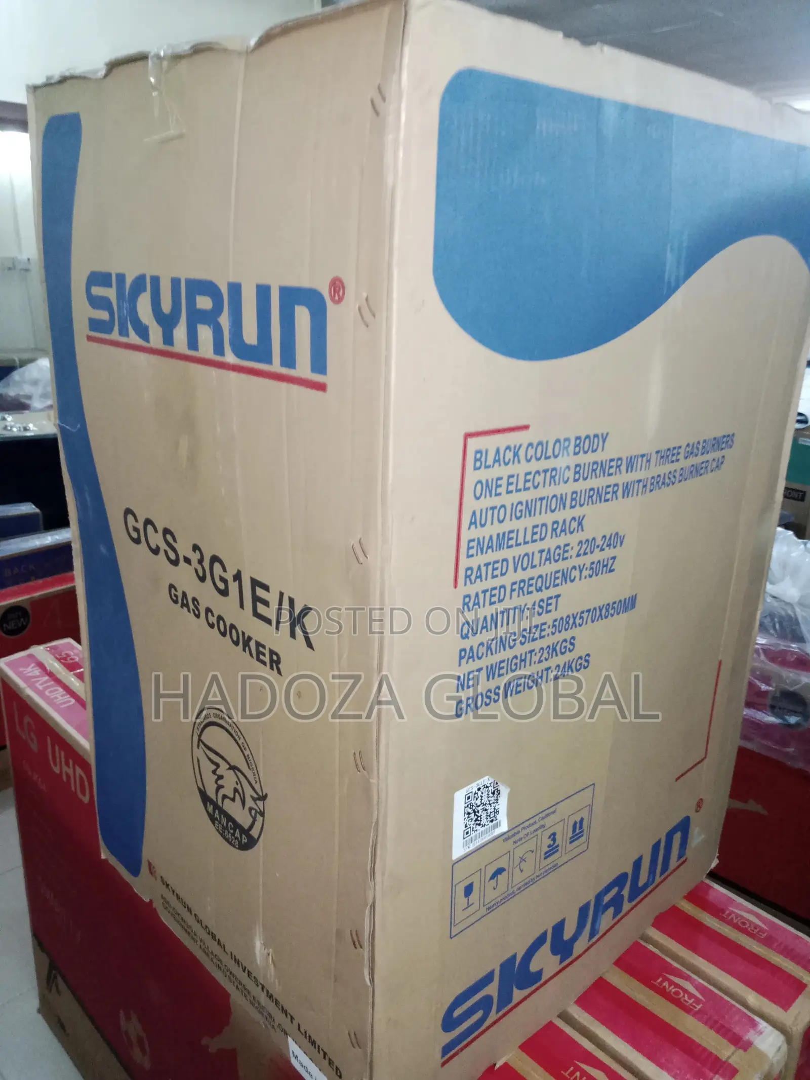 3g+1e Black Auto Ignition 508x570x850mm Gross 24kg Gas Cooke