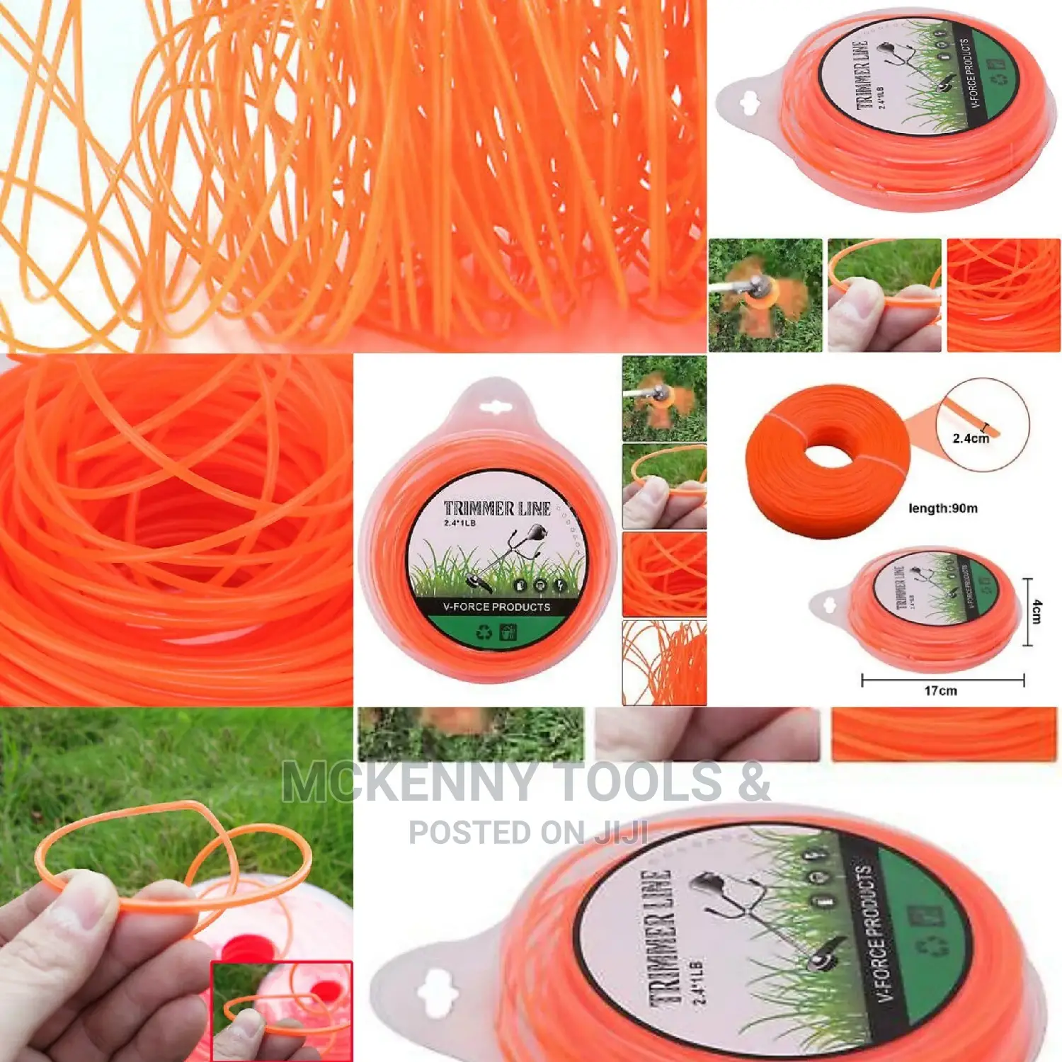 90M X 2.4MM Brushcutter Cord Wire - Round Orange Trimmer N