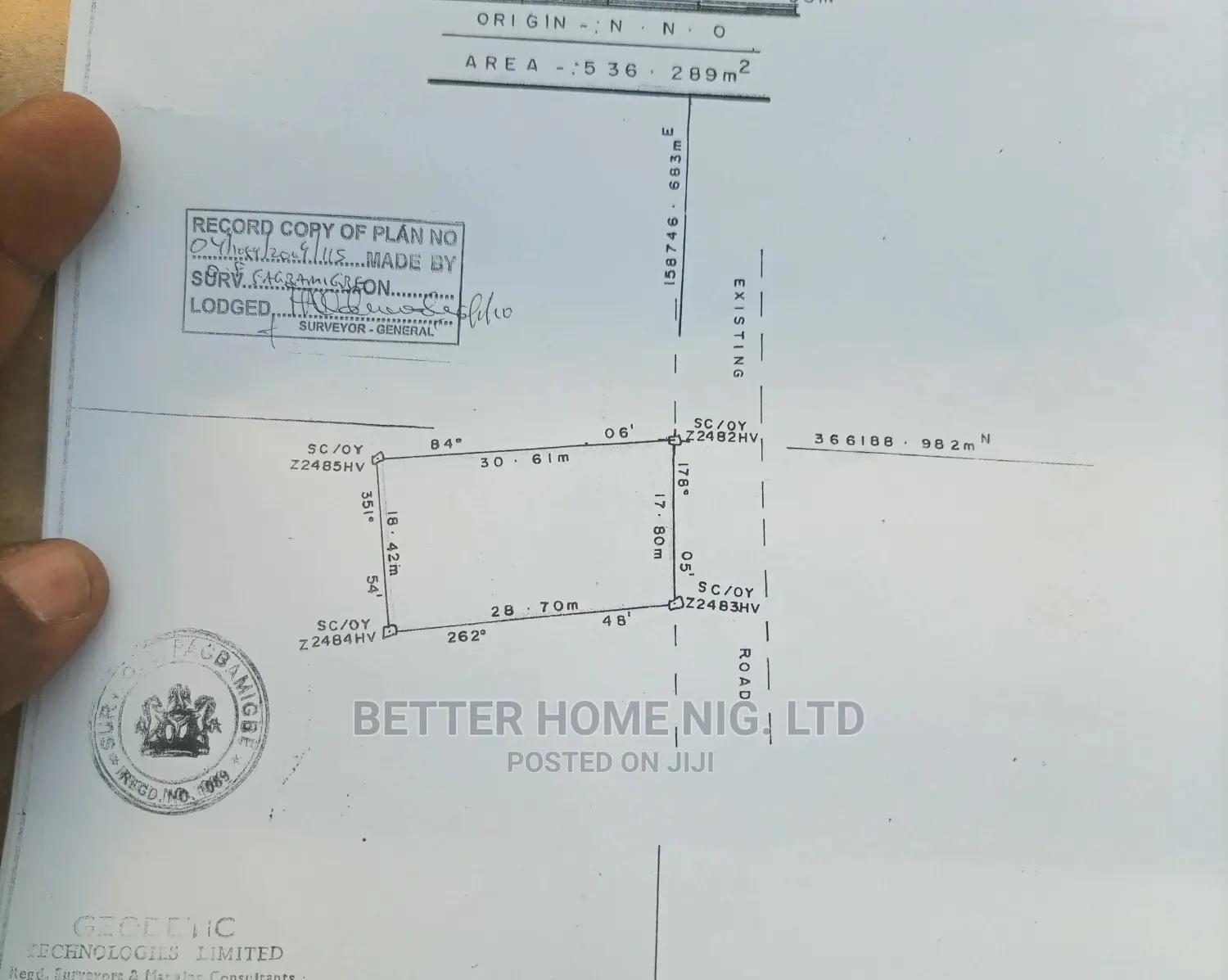 Full Old Standard Measure Plot of Land With Register Survey
