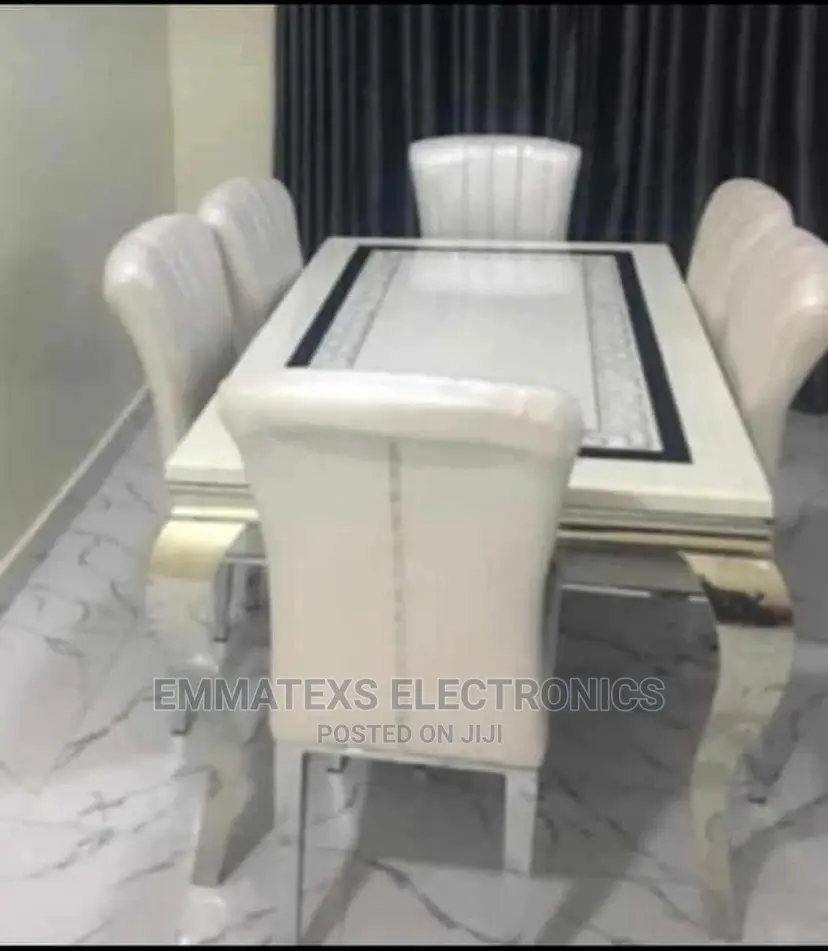 Luxury 6 Seater Marble Top Dining Table Set.