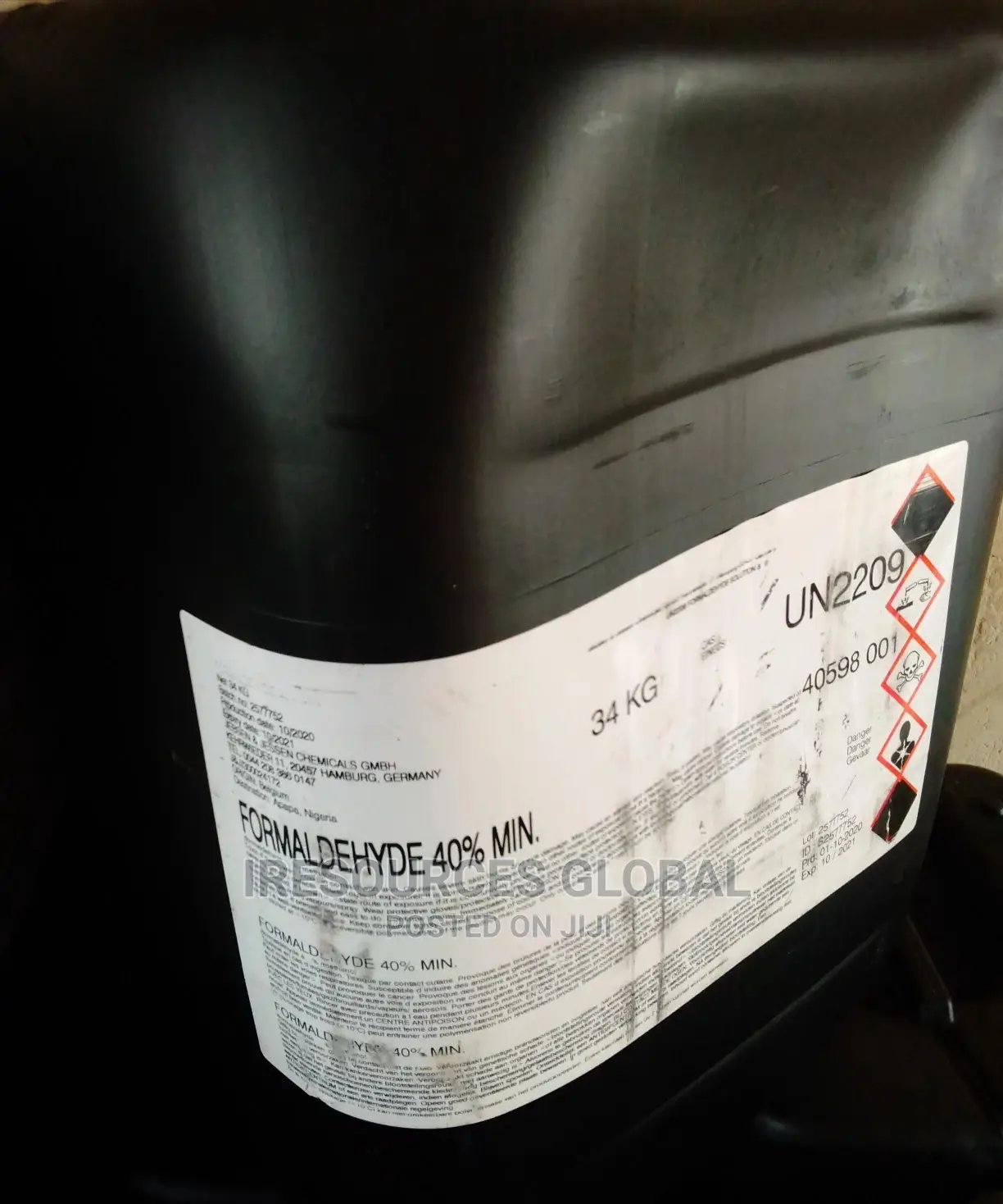 Formaldehyde Or Formaline 40% Min 34kg