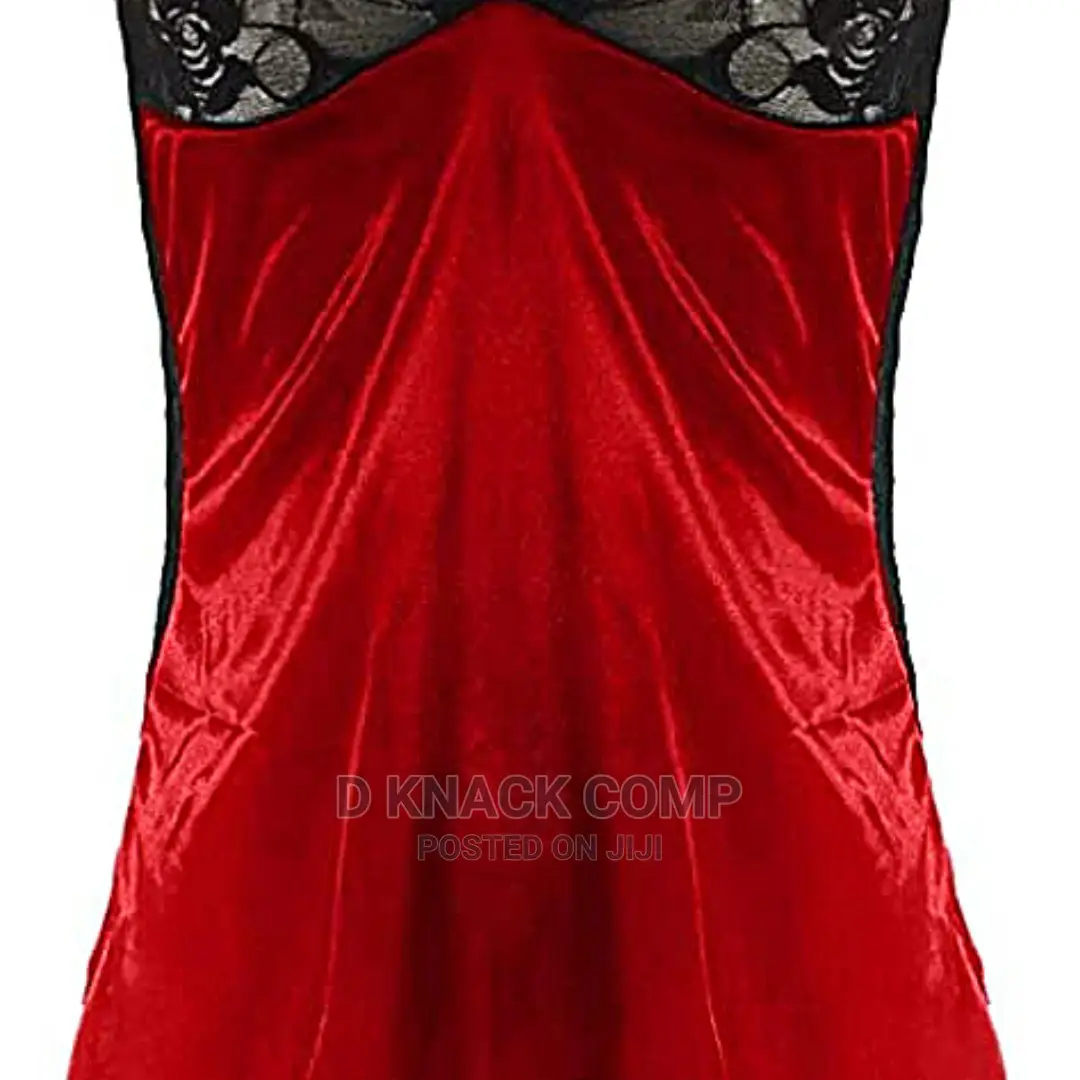 Female Silk Lace Lingerie Suit Pajamas-Black Red