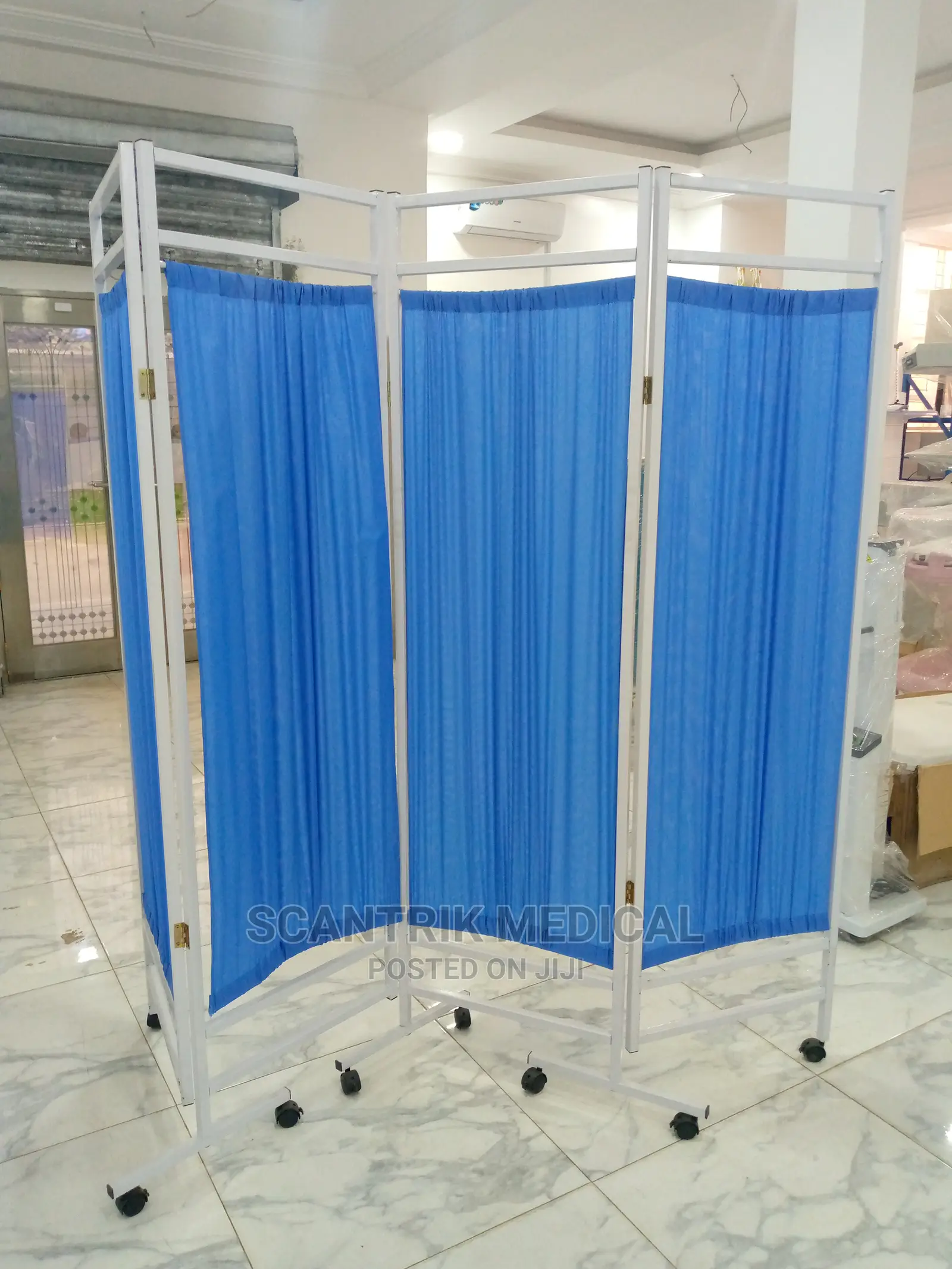 Adjustable Mobile Hospital Bedside Screen Stand 4 Fold