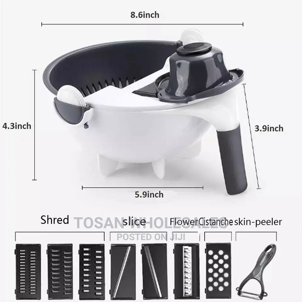 9 in 1 Rotate Vegetable Cutter With Drain Basket