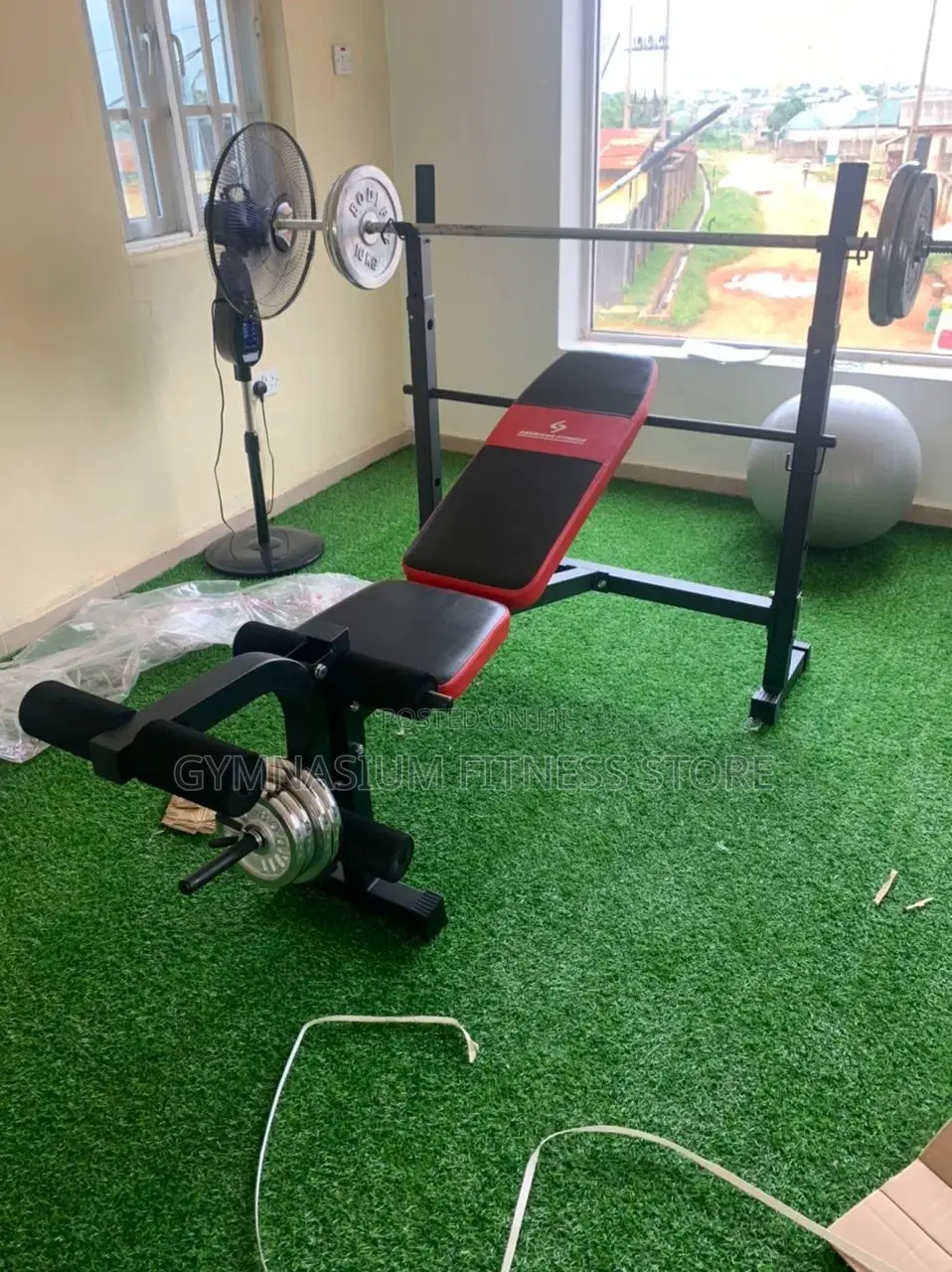 Weight Lifting Bench With Weight Redblack