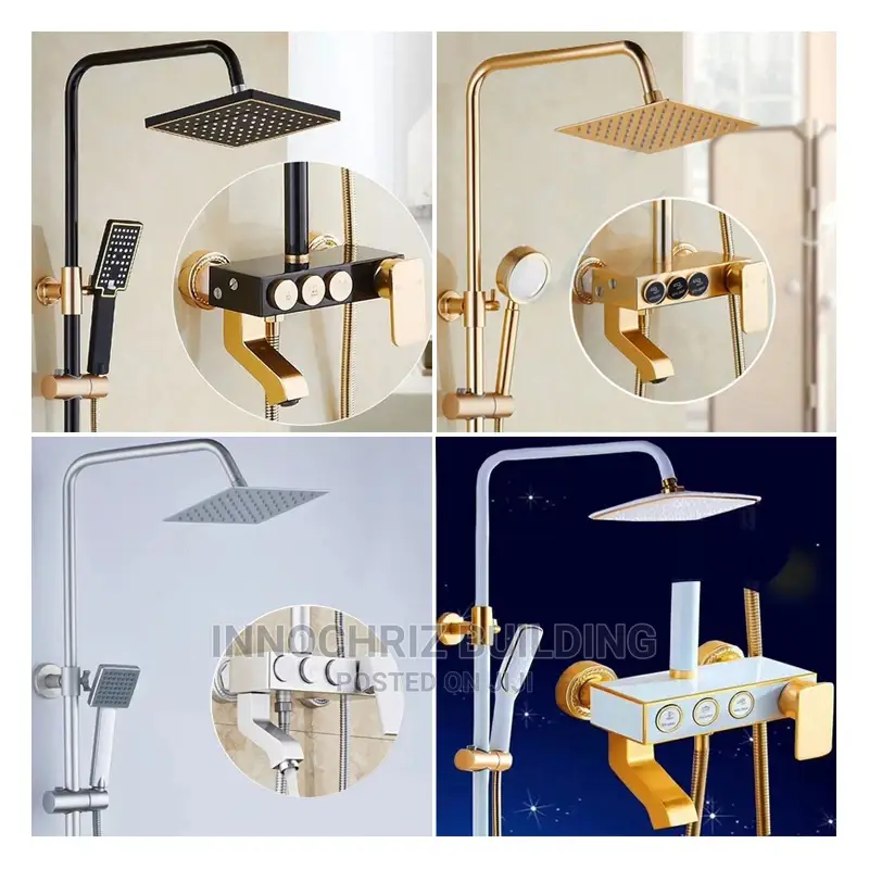 Black And Gold Button Shower