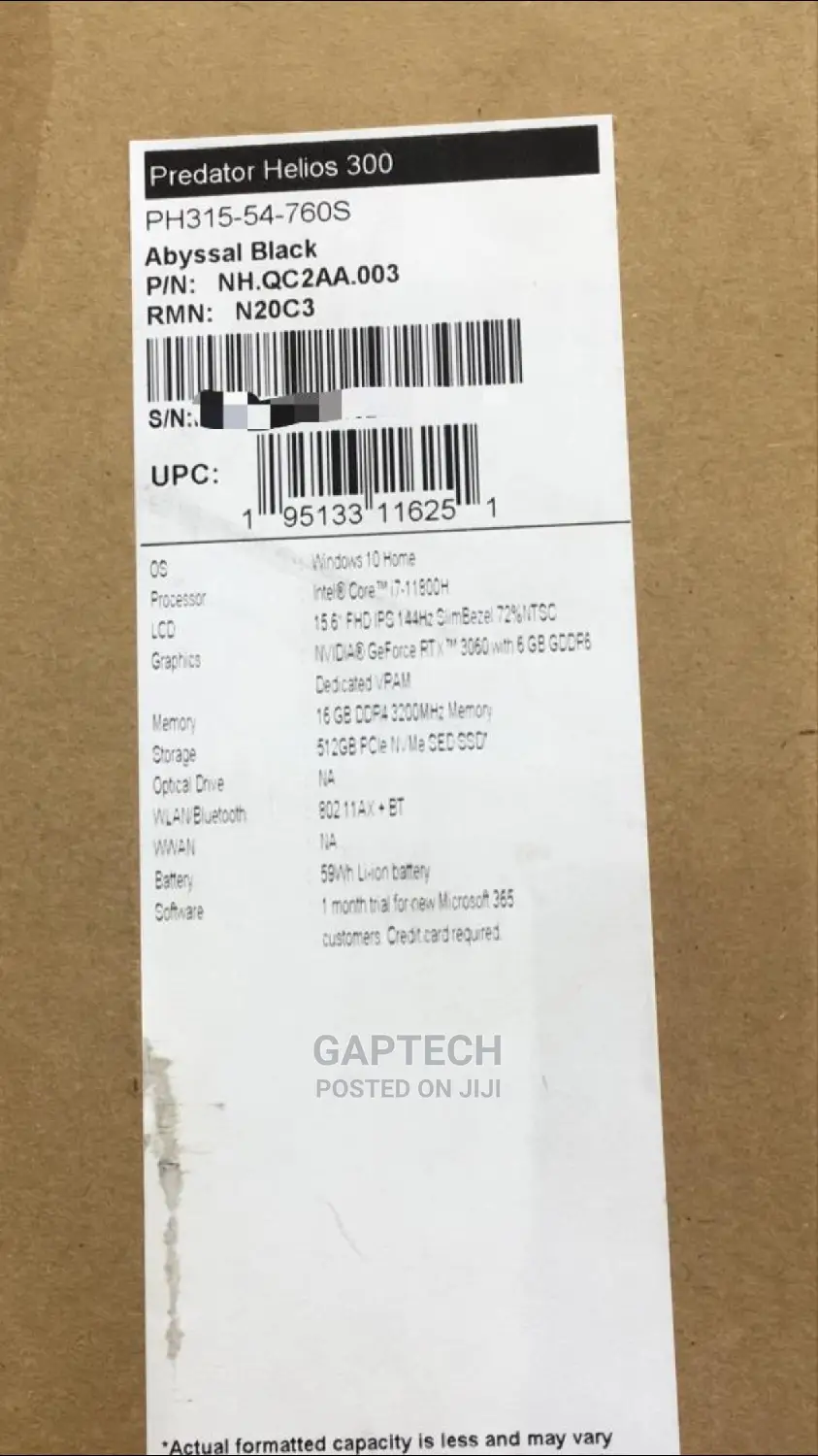 New Laptop Acer Predator Helios 300 16GB Intel Core I7 SSD 512GB