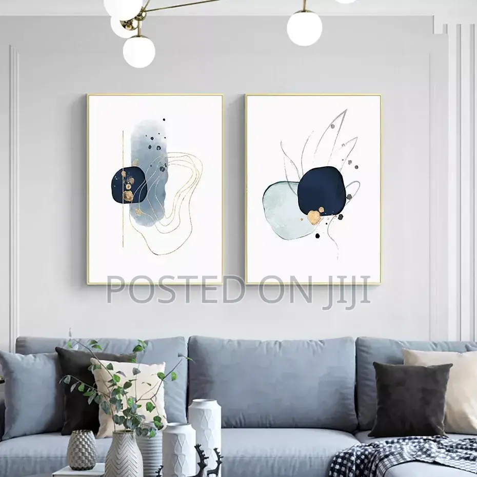 Modern Abstract Blue Dawn Sketch Canvas Painting
