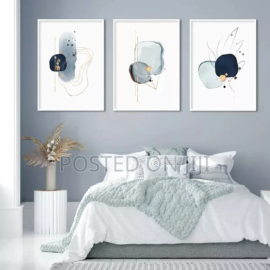 Modern Abstract Blue Dawn Sketch Canvas Painting
