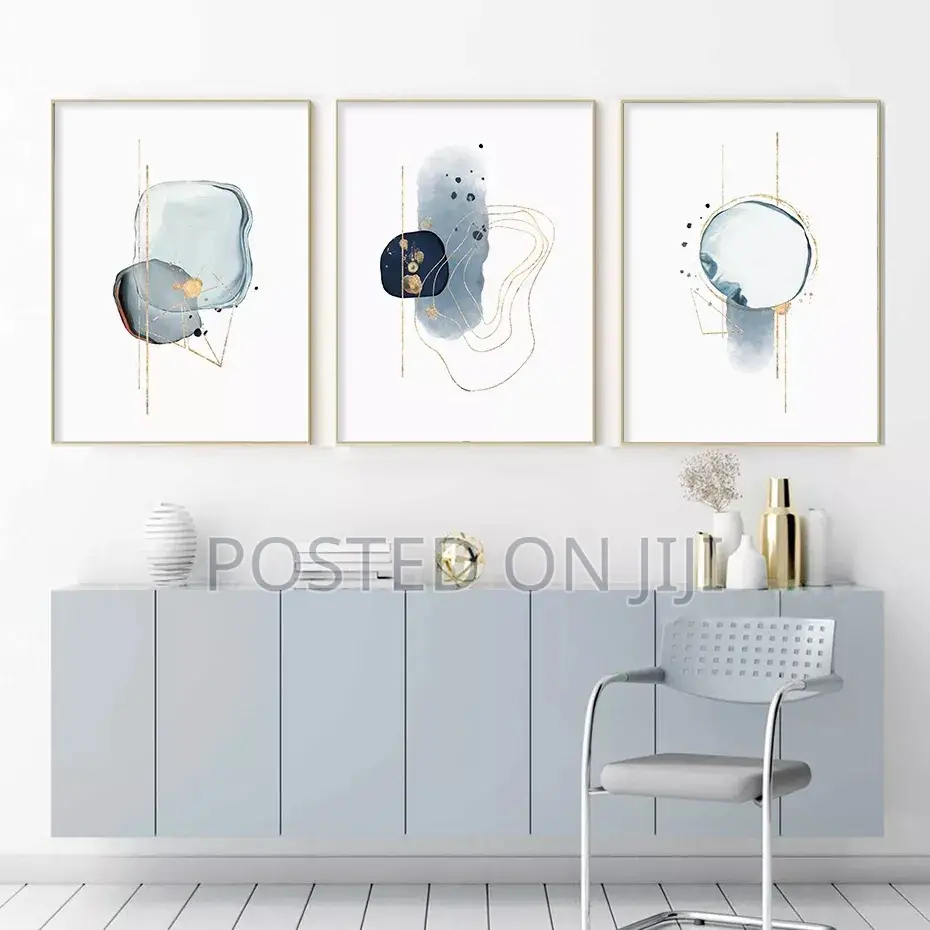 Modern Abstract Blue Dawn Sketch Canvas Painting