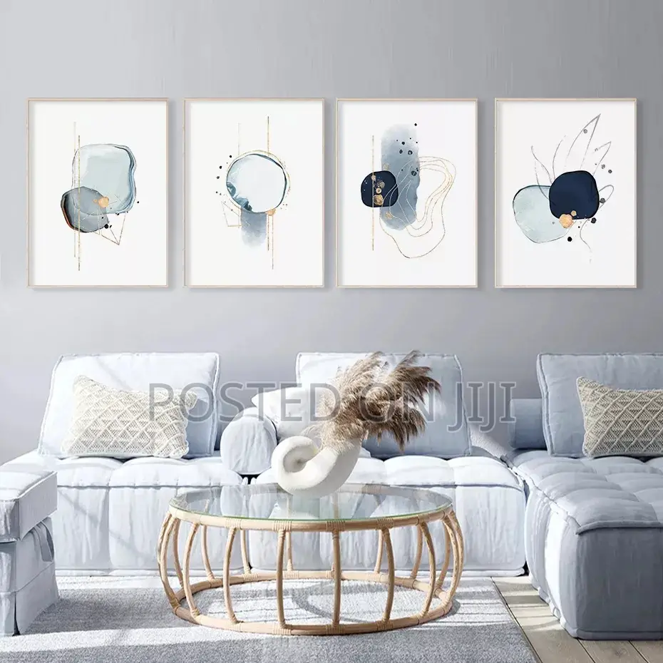 Modern Abstract Blue Dawn Sketch Canvas Painting