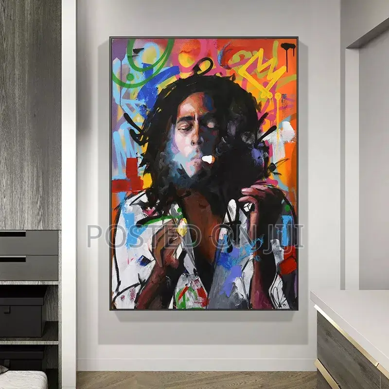 Bob Marley Abstract Portrait Art Canvas Painting Print