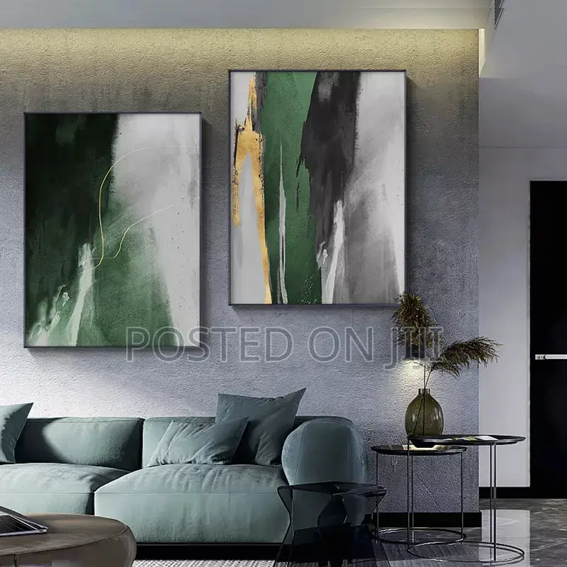 Abstract Modern Green and Gold Foil Art Canvas Prints