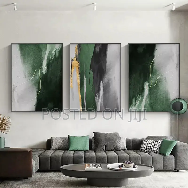Abstract Modern Green and Gold Foil Art Canvas Prints