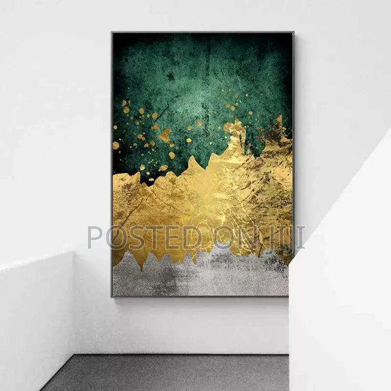 Abstract Green Gold Canvas Painting Print