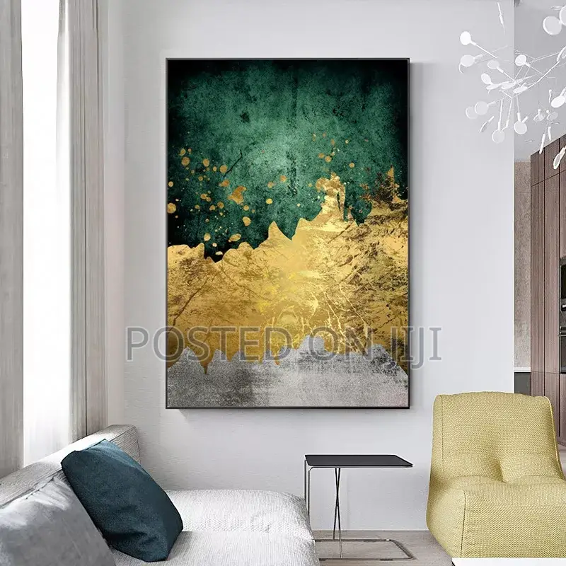 Abstract Green Gold Canvas Painting Print