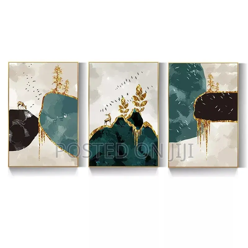 Abstract Golden Deer Tree Wall Pictures.