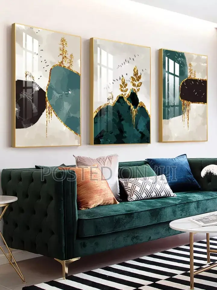 Abstract Golden Deer Tree Wall Pictures.